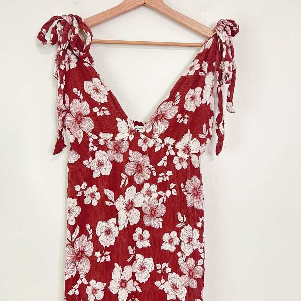 Abercrombie & Fitch Floral Maxi Tie Strap Dress Size M Brown Open Back Tiered - Picture 3 of 9